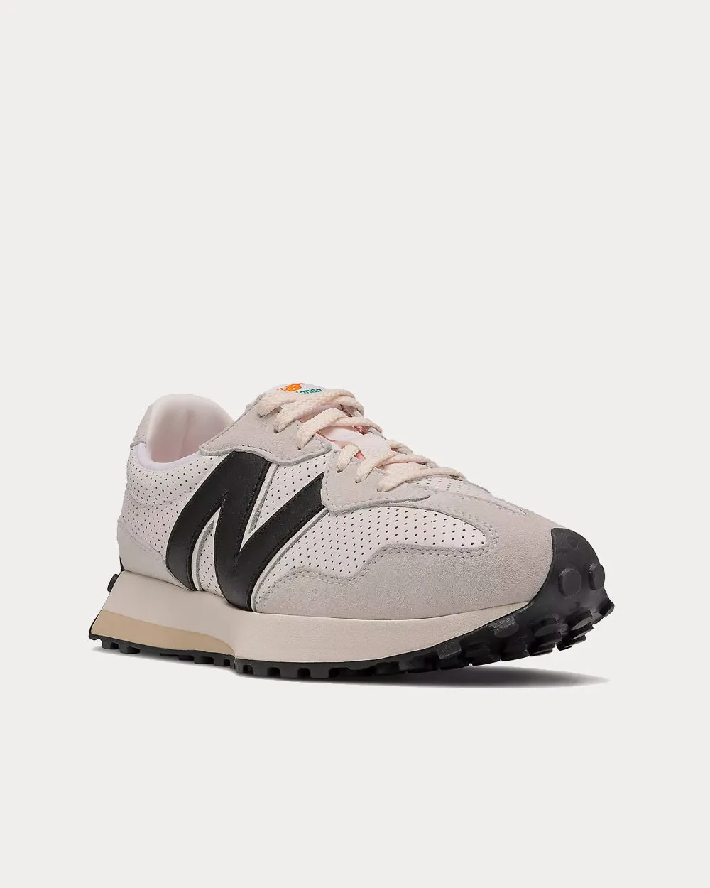 327 White with Black Low Top Sneakers