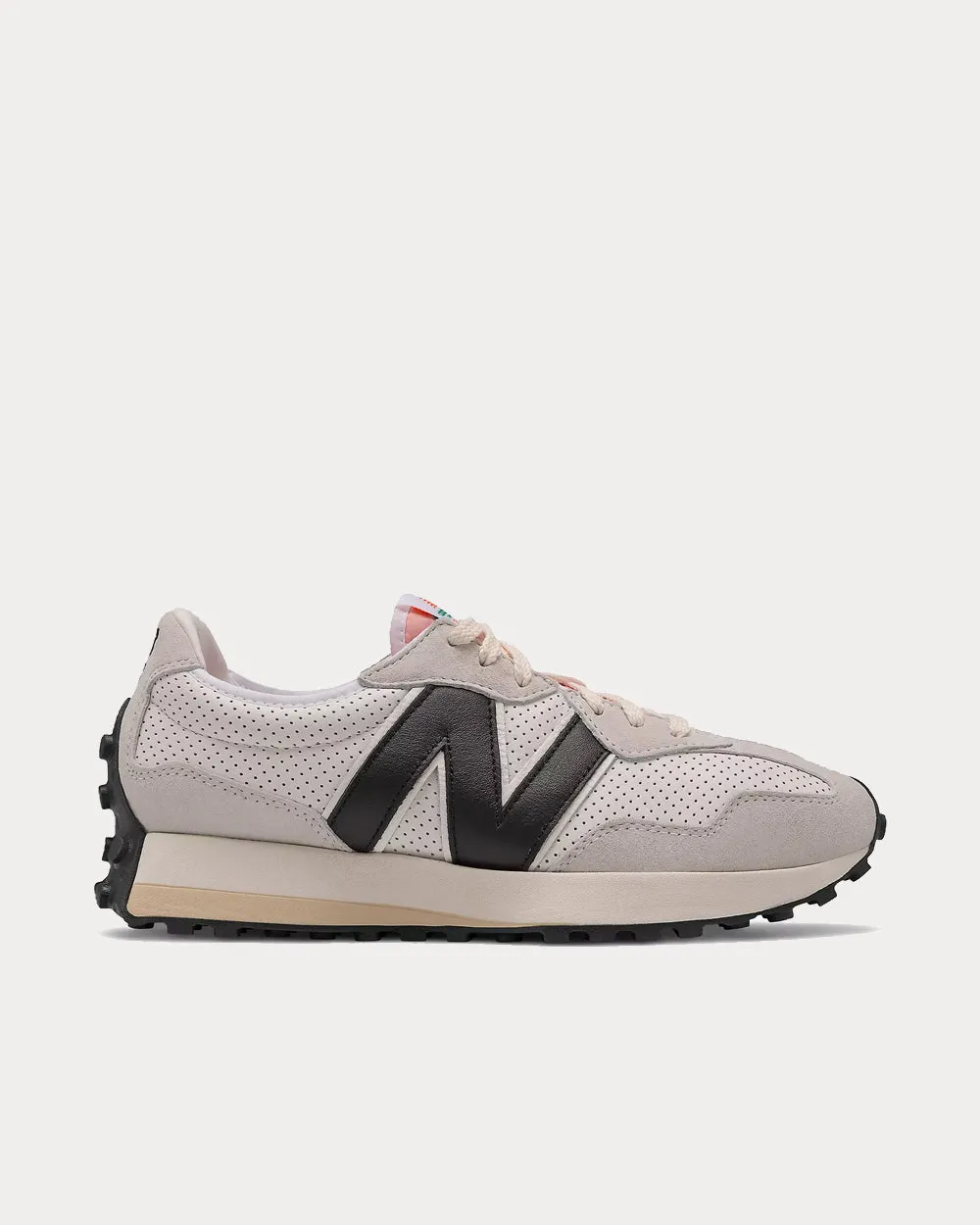 327 White with Black Low Top Sneakers
