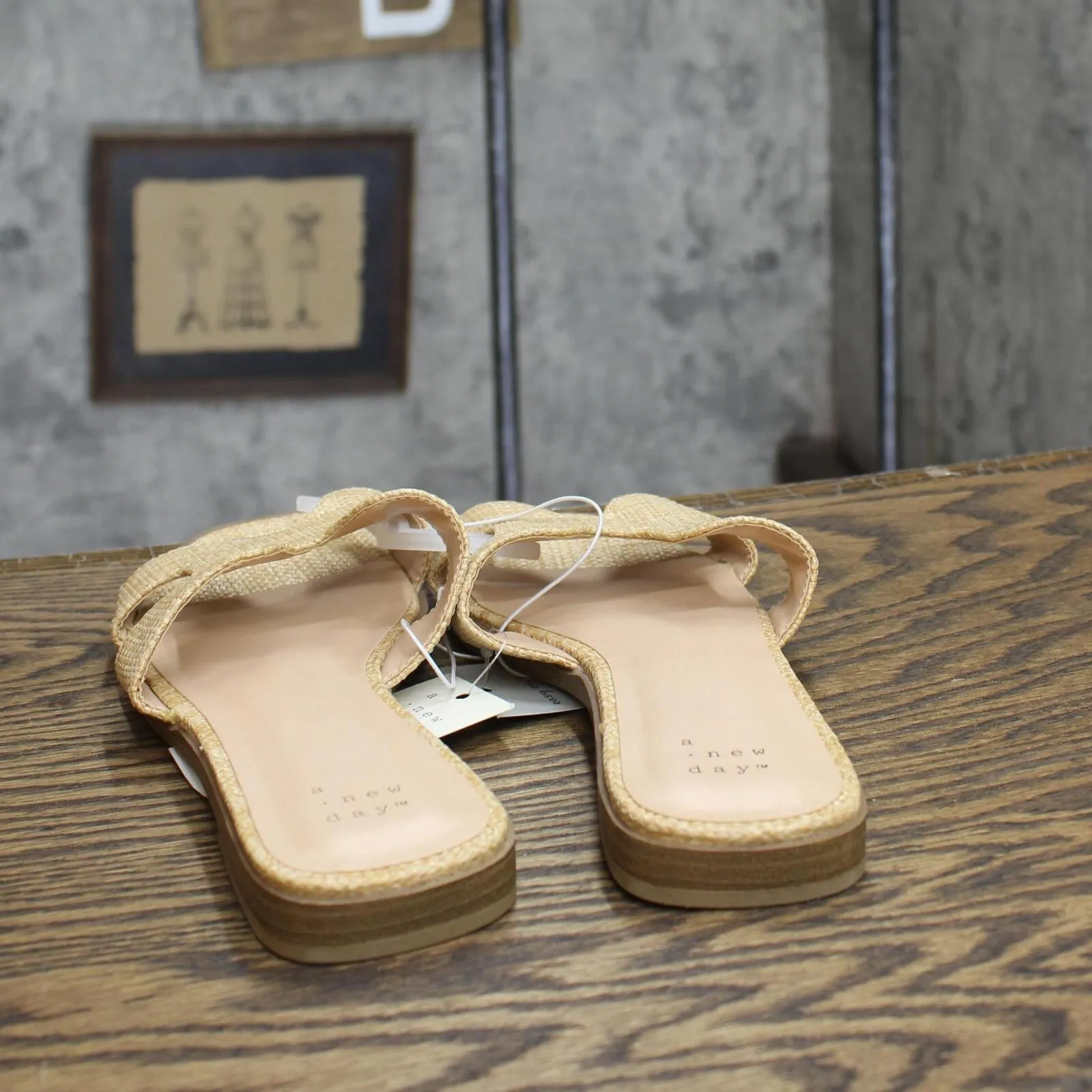 A New Day Womens Nina Slide Sandals 88870712 Beige Brown 8M