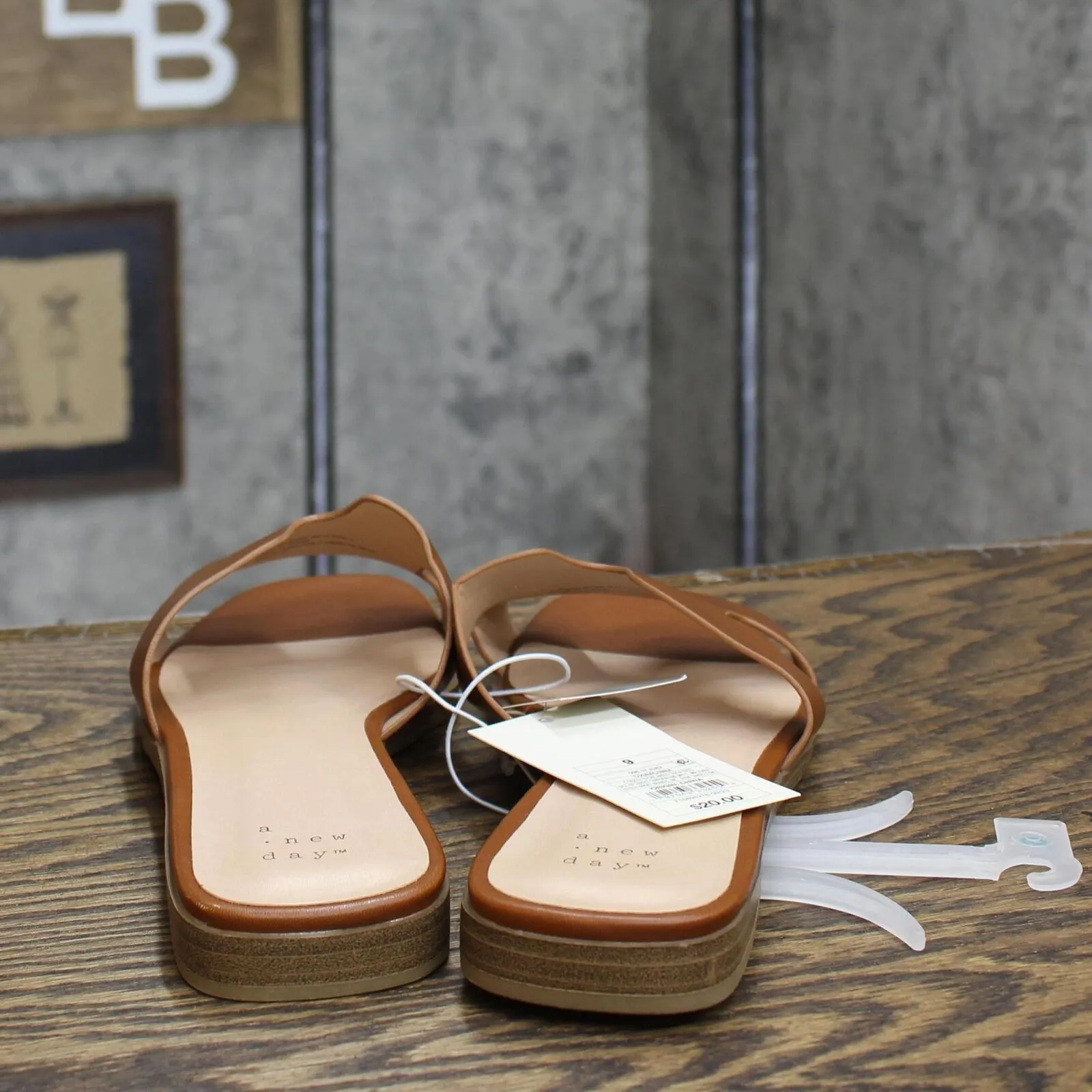 A New Day Women's Nina Slide Sandals 88870712 Cognac Brown 9M