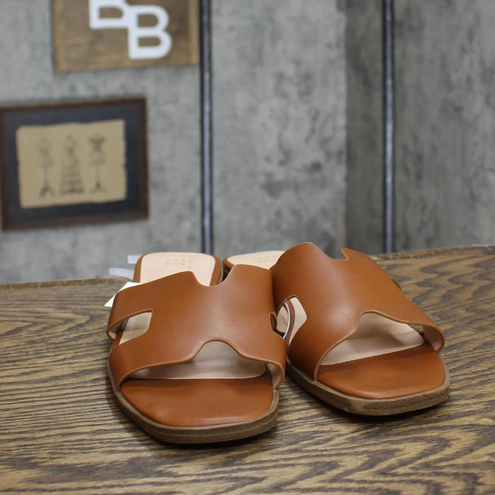 A New Day Women's Nina Slide Sandals 88870712 Cognac Brown 9M