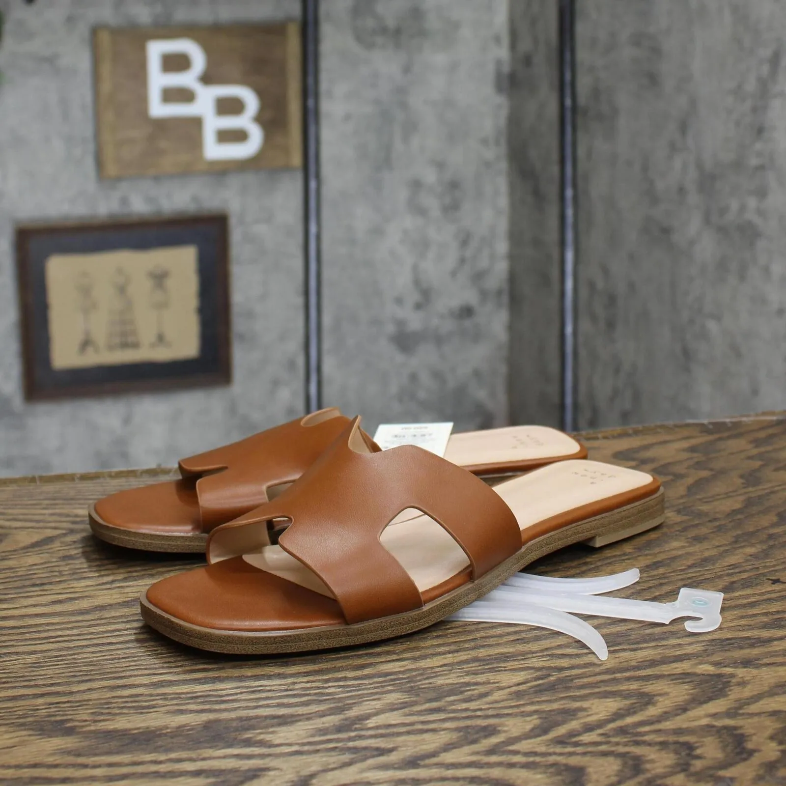 A New Day Women's Nina Slide Sandals 88870712 Cognac Brown 9M
