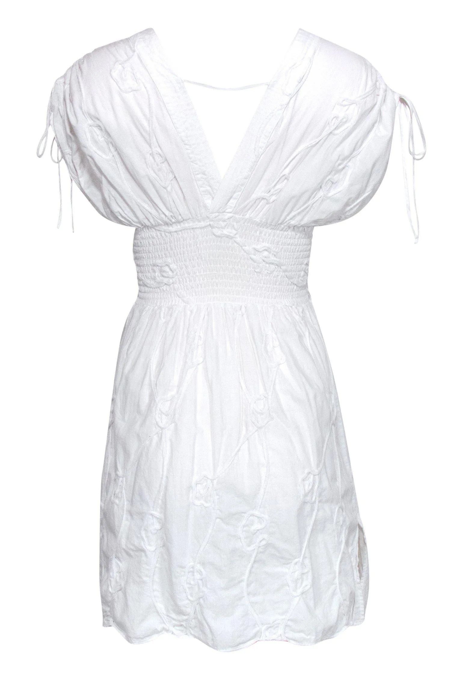 Anne Fontaine - White Floral Embroidery Cotton Sundress Sz 2