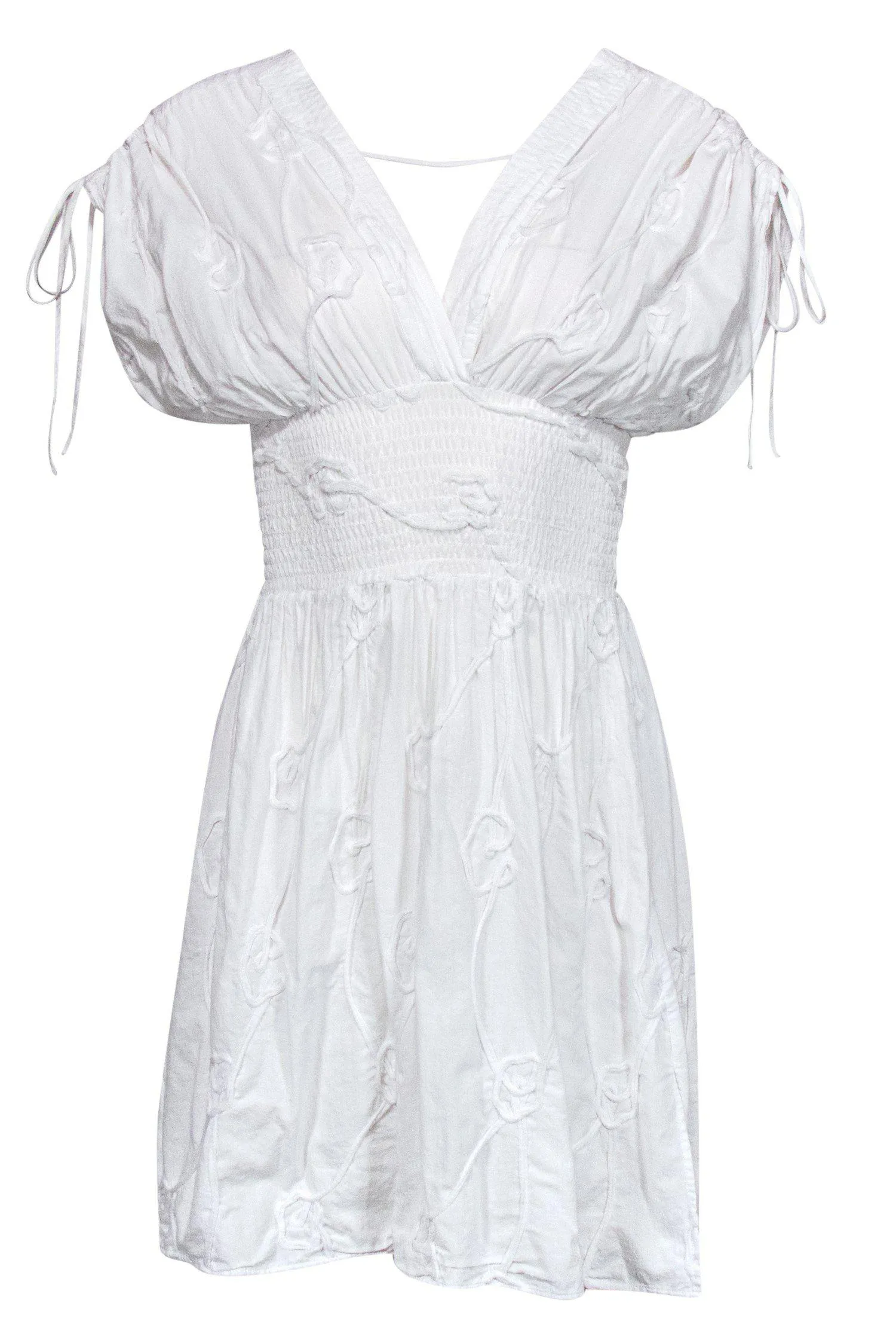 Anne Fontaine - White Floral Embroidery Cotton Sundress Sz 2