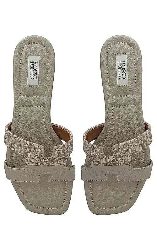 Beige Croco Textured Flats