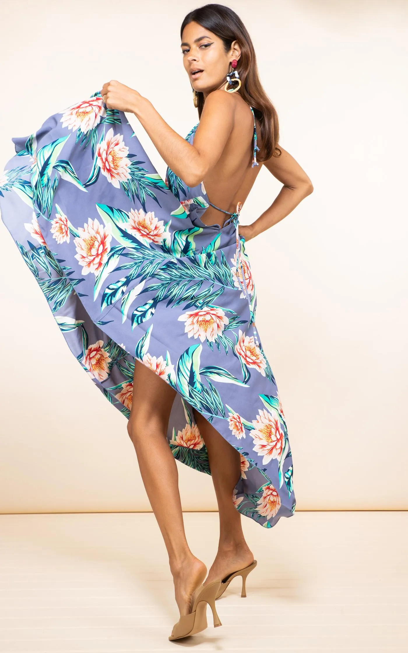 Betsi Boho Maxi Dress in Grey Lotus