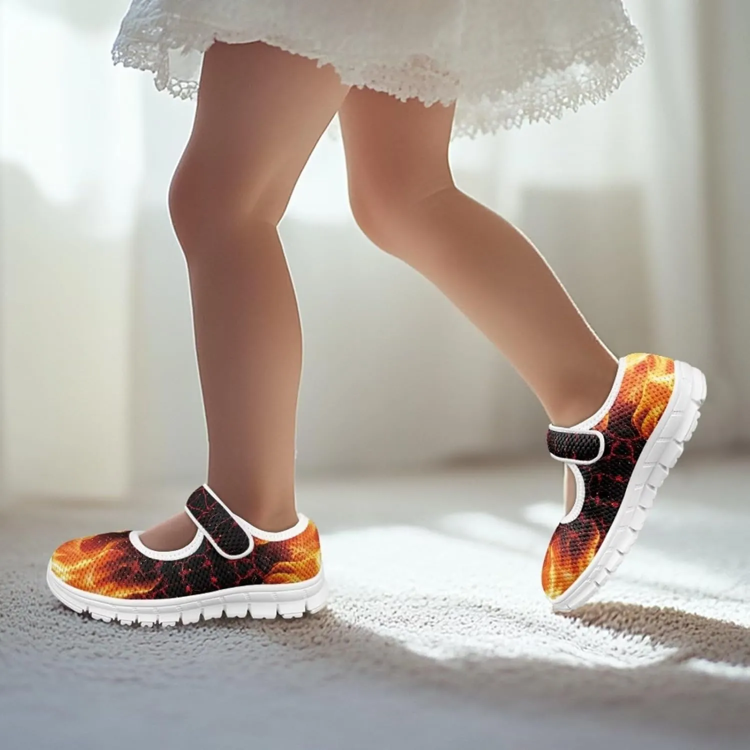 Binienty Girl's Mary Jane Sneakers Casual Mesh School Uniform Shoes Cozy Slip On Dancing Ballet Flats