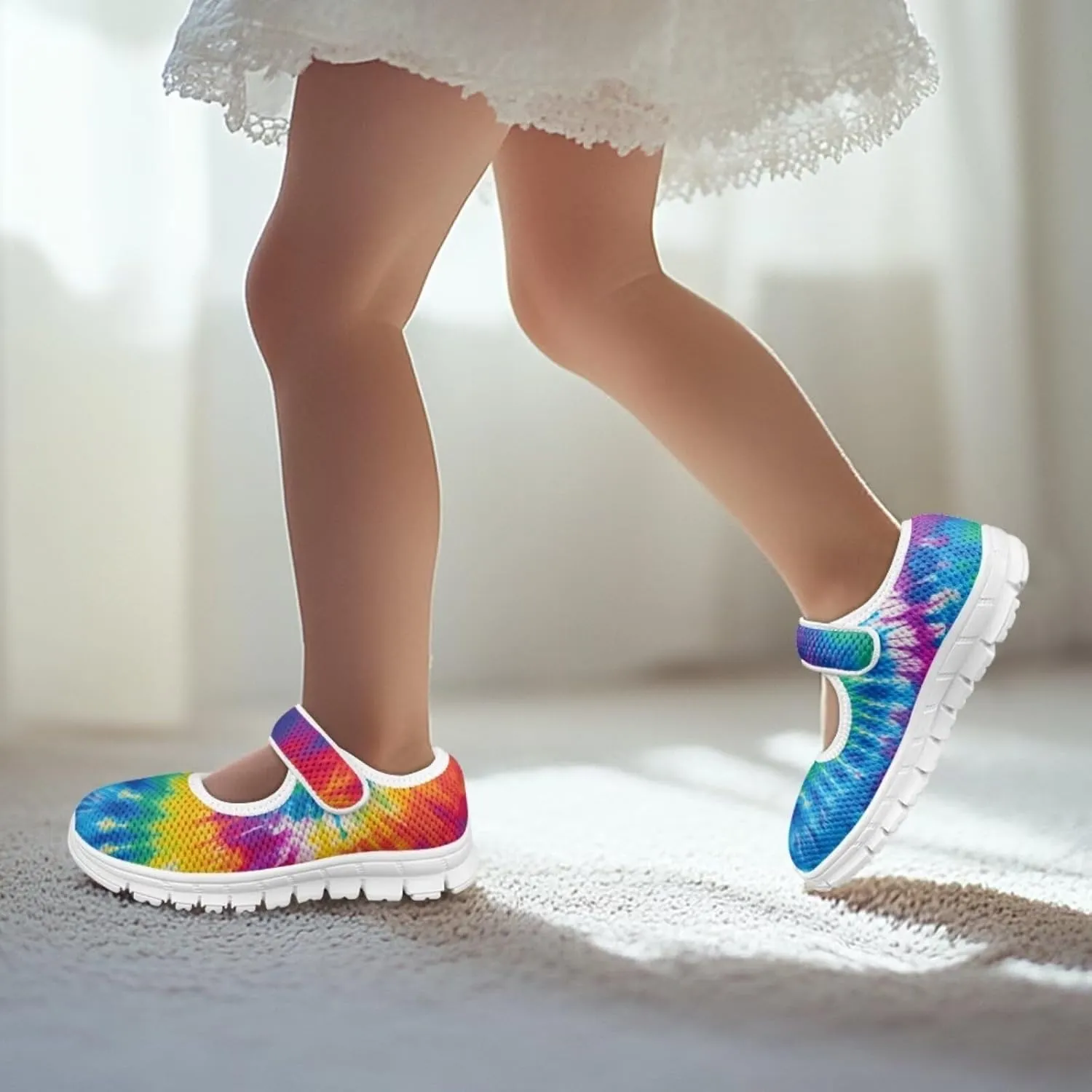 Binienty Girl's Mary Jane Sneakers Casual Mesh School Uniform Shoes Cozy Slip On Dancing Ballet Flats