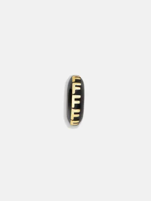 Black Initial Bead Charm - F