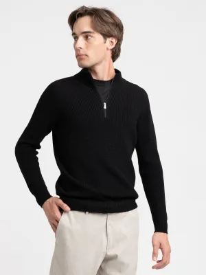 Black Ribbed Quarter Zip Sweater Black Ribbed Quarter Zip Sweater