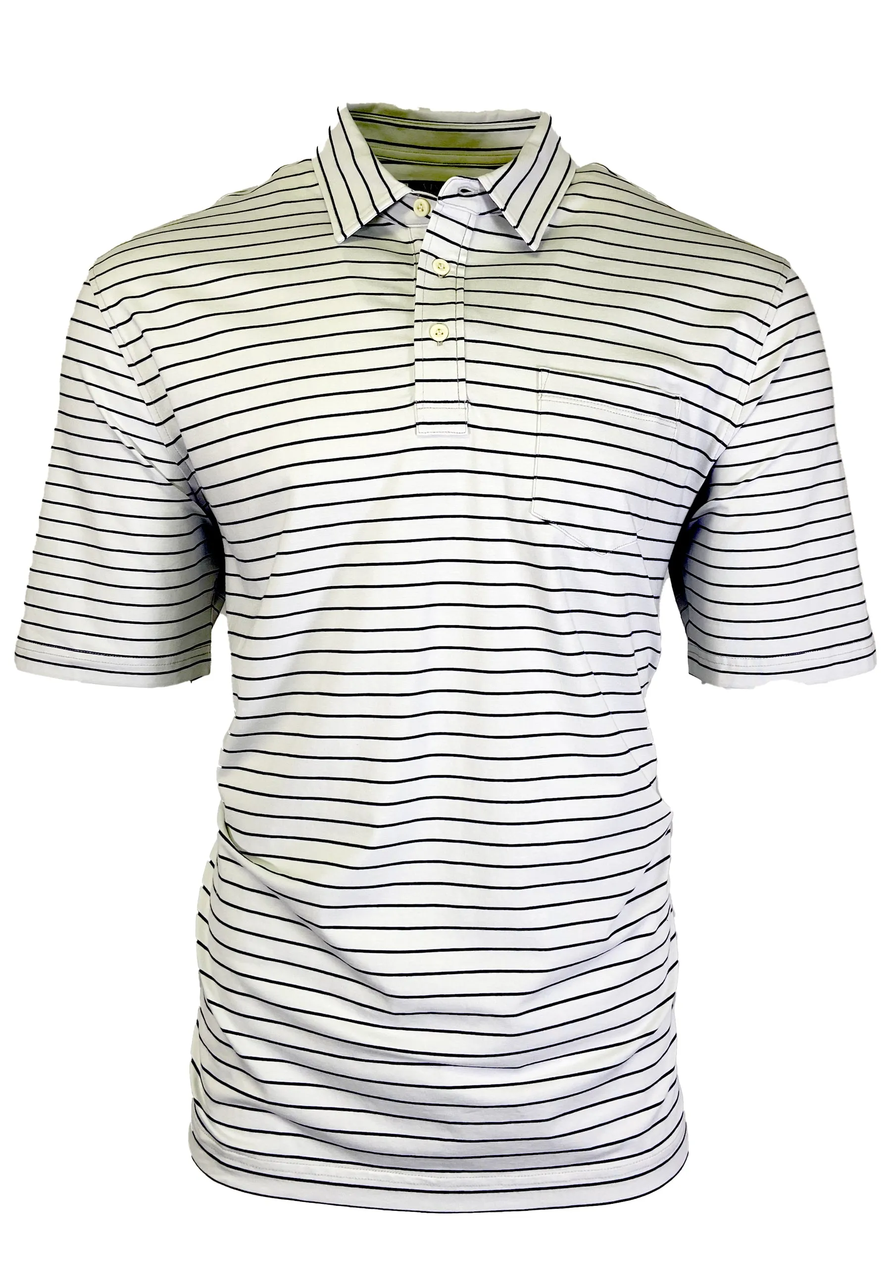 Black Striped Pima Cotton Spandex Polo