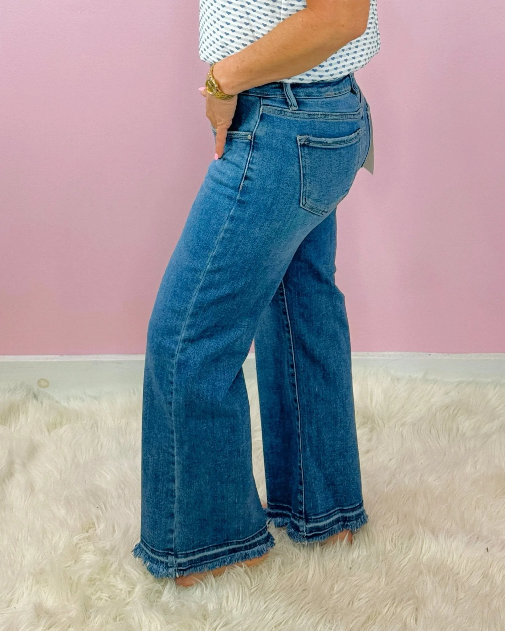 Breezy Edge Cropped Wide Leg Jeans by Risen