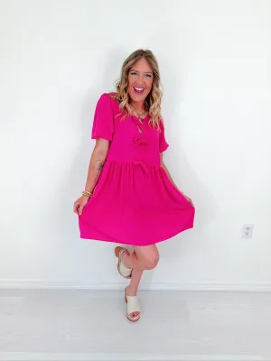 Breezy In Bows Babydoll Dress  - Pink