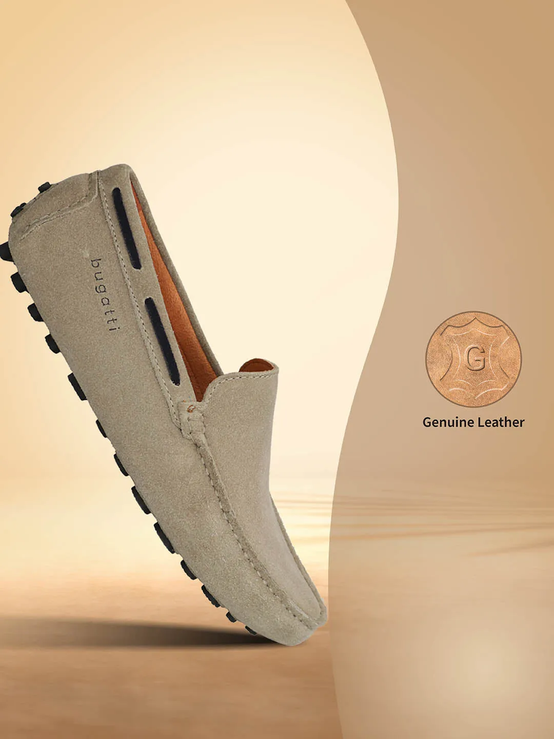 bugatti Sand Premium Leather  Slip On