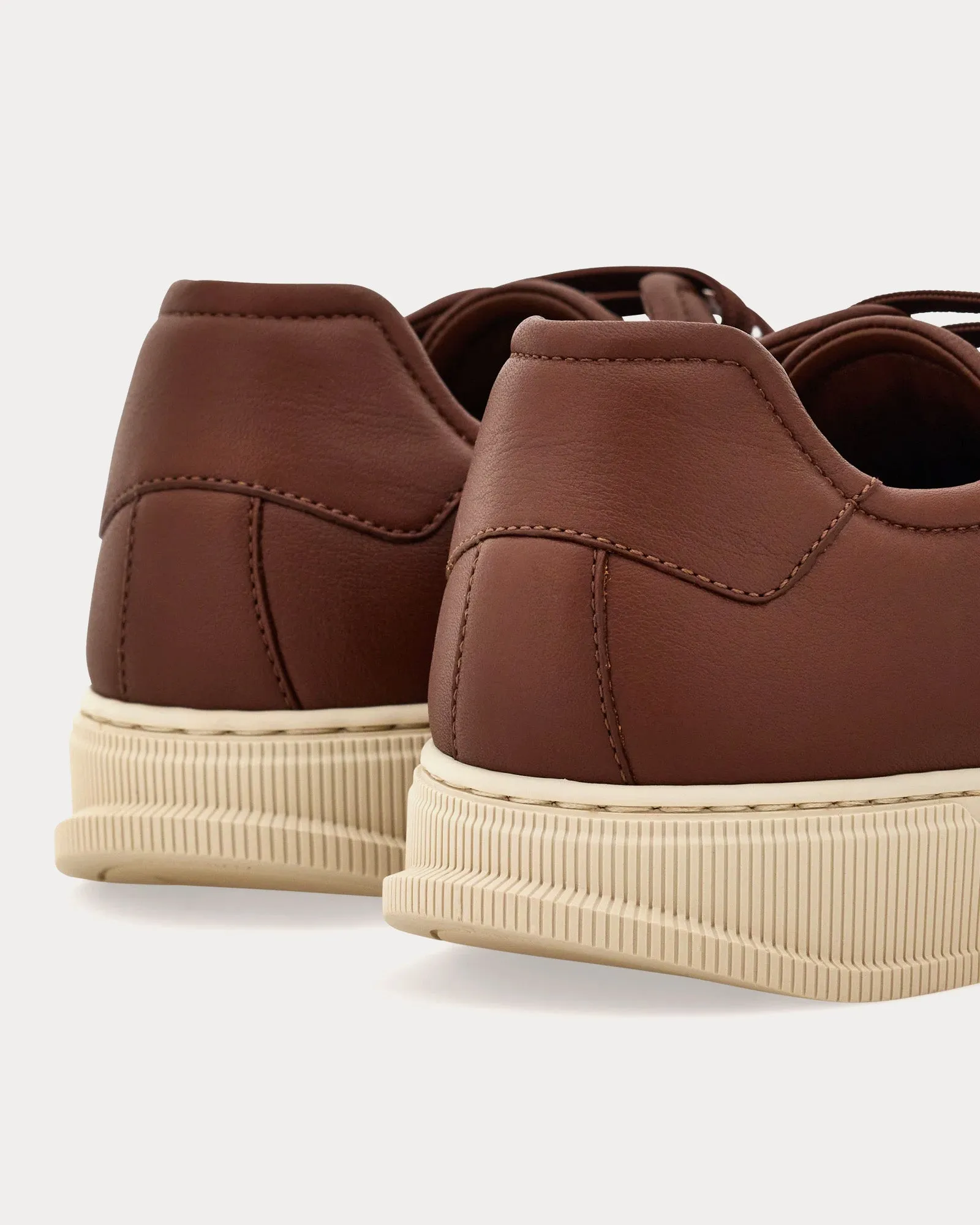 Calfskin Leather Brown Low Top Sneakers