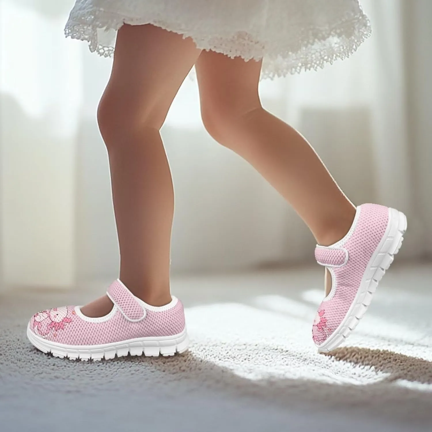 Cartoon Mary Jane Shoes for Little Girls Casual Slip-on Ballet Flats Flower Girl Wedding Party Flats Kids Teenis Girls Athletic Running Tennis Shoes