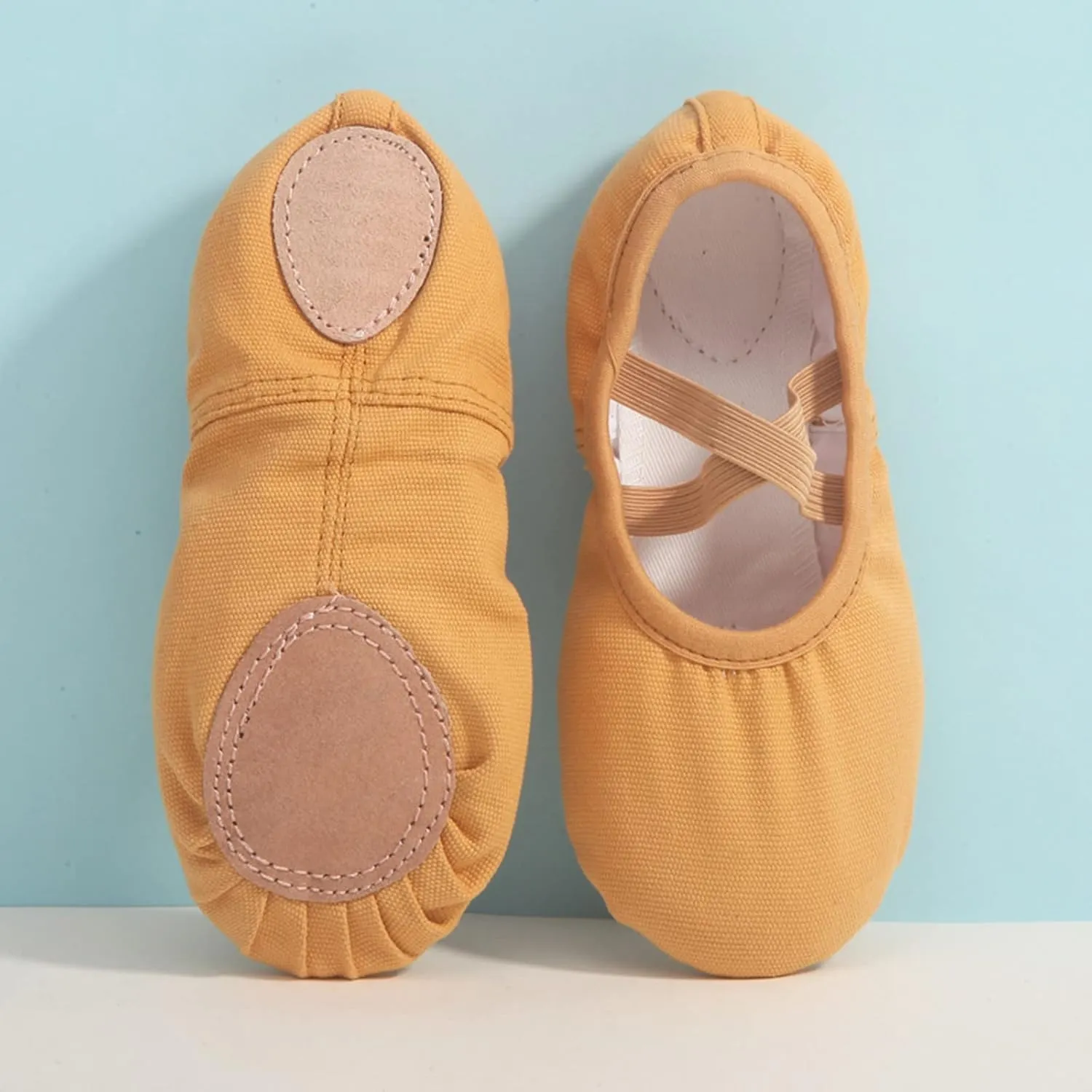 Child Ballet Shoes Toddler Dance Shoes Girls Ballet Slippers Upper Full Suede Pre-Sewn Elastic Ballet Shoes for Girls