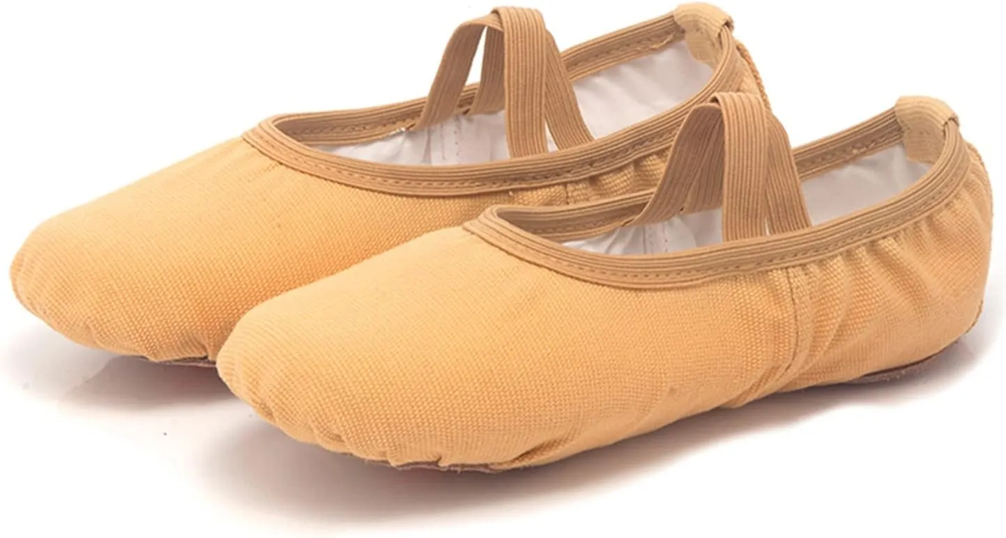 Child Ballet Shoes Toddler Dance Shoes Girls Ballet Slippers Upper Full Suede Pre-Sewn Elastic Ballet Shoes for Girls