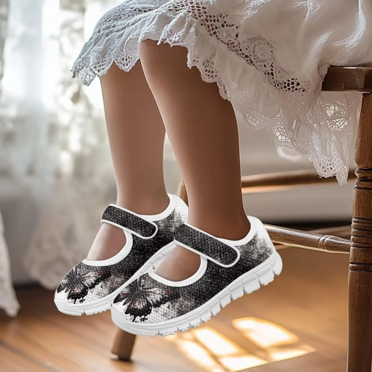 Coloranimal Mary Jane Flats Uniform Shoes for Girls Princess Shoes Girls' Flats Magic Sticker Shallow Mouth Dress Shoes with Anti Skid Sole