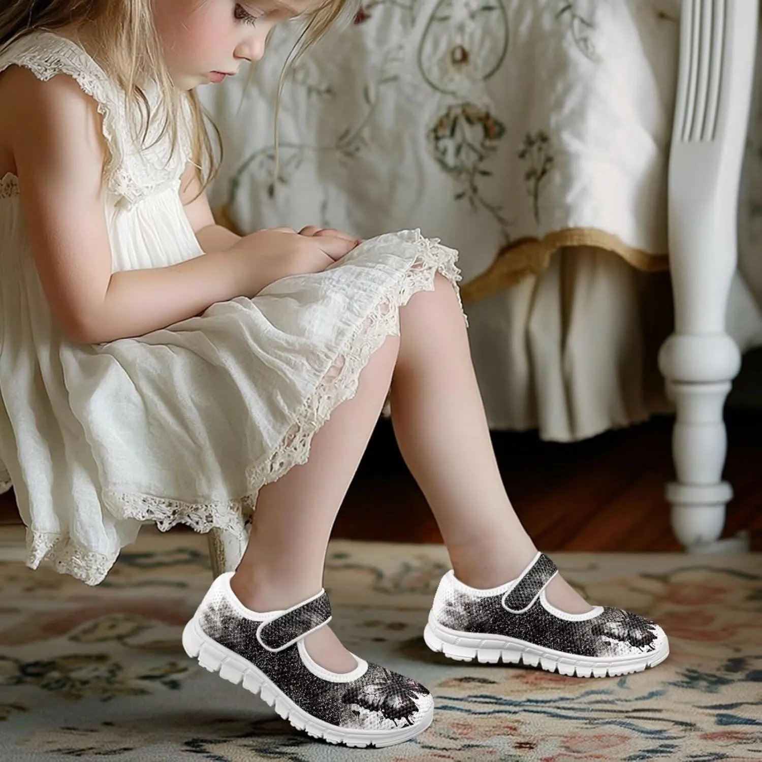 Coloranimal Mary Jane Flats Uniform Shoes for Girls Princess Shoes Girls' Flats Magic Sticker Shallow Mouth Dress Shoes with Anti Skid Sole