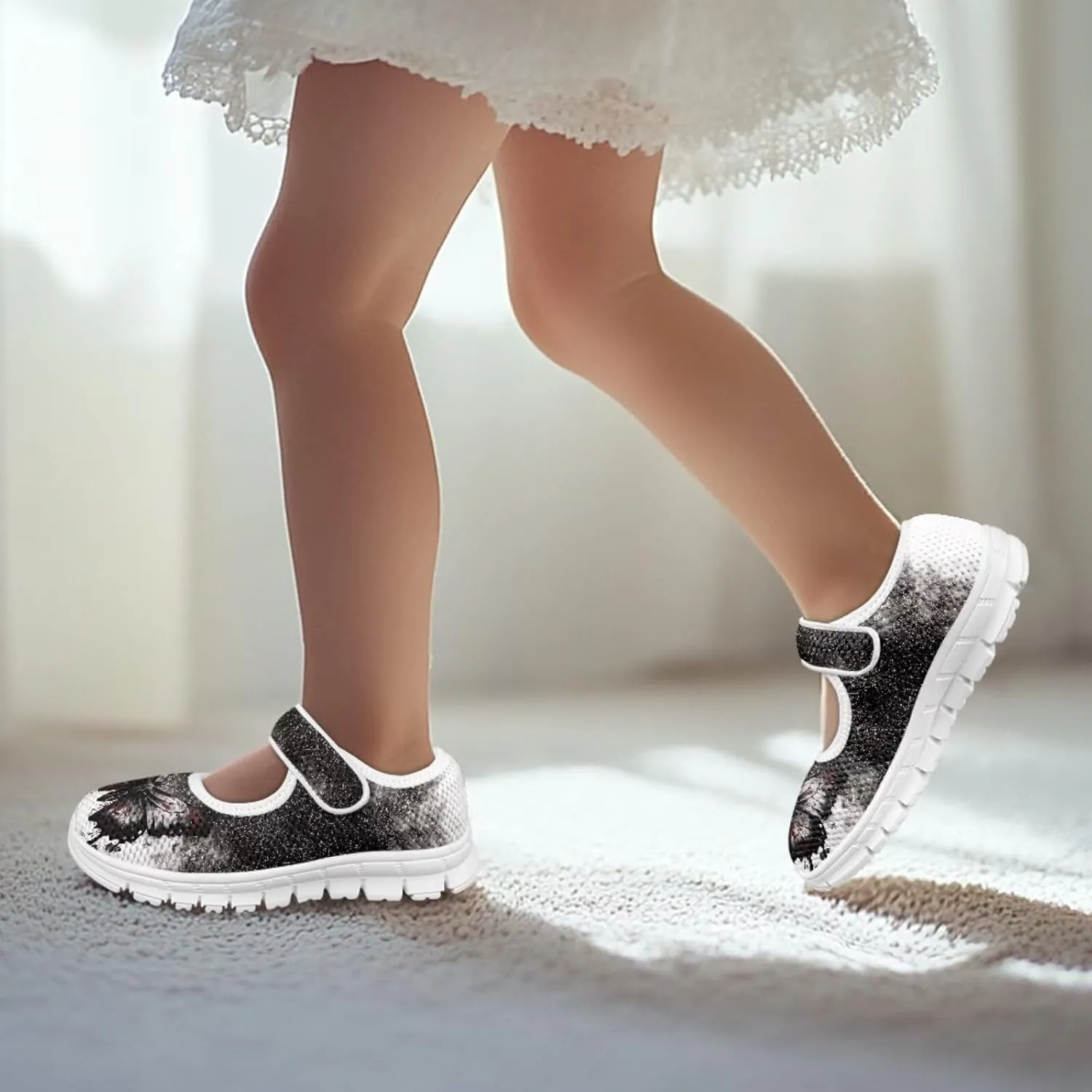 Coloranimal Mary Jane Flats Uniform Shoes for Girls Princess Shoes Girls' Flats Magic Sticker Shallow Mouth Dress Shoes with Anti Skid Sole