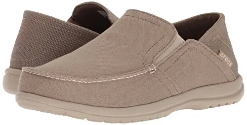 Crocs Men's Santa Cruz Convertible Slip On Loafer Casual Shoes, Khaki/Cobblestone, 12 M US