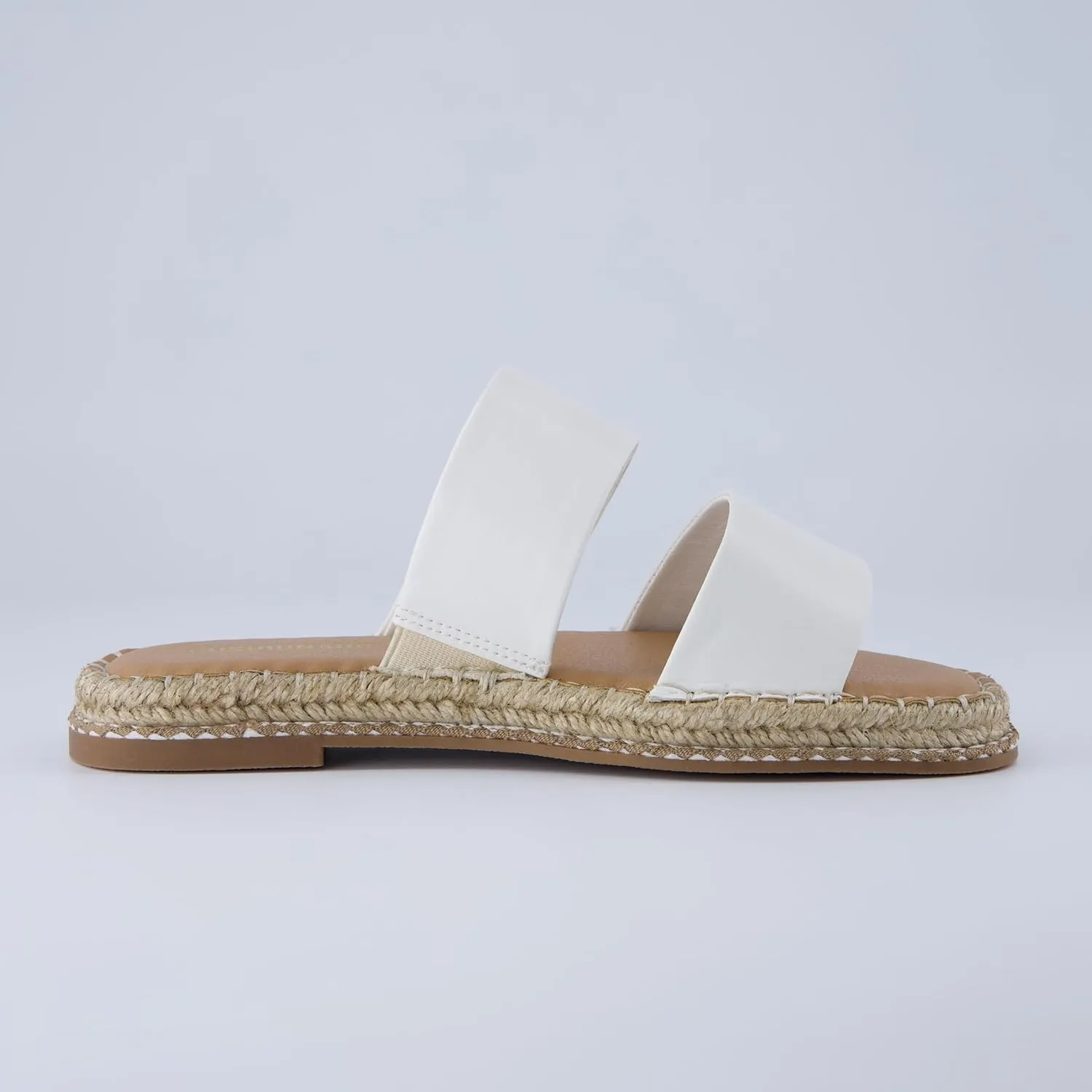 CUSHIONAIRE Bhendi Womens Espadrille Slide Sandal  Faux Leather Double Strap with Jute-Wrapped Sole & Cushioned Footbed