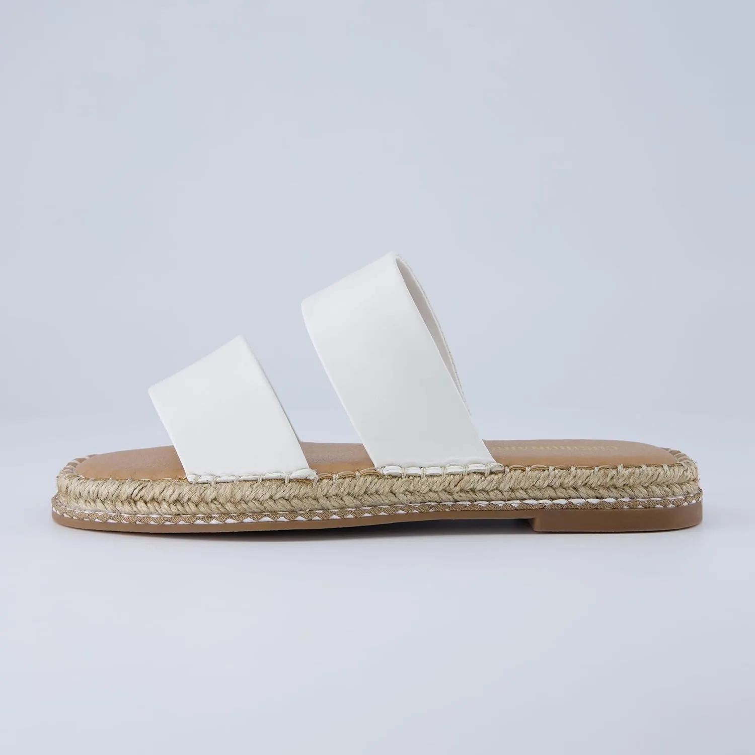 CUSHIONAIRE Bhendi Womens Espadrille Slide Sandal  Faux Leather Double Strap with Jute-Wrapped Sole & Cushioned Footbed