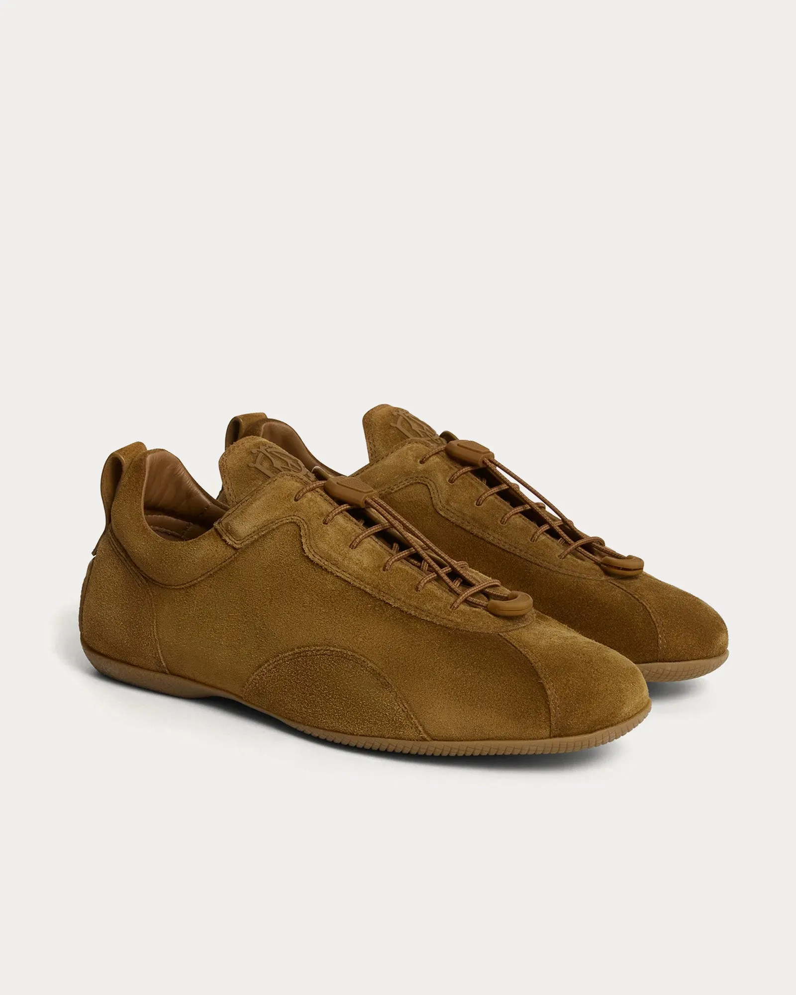 Davies Automotive Suede Gold Brown Low Top Sneakers