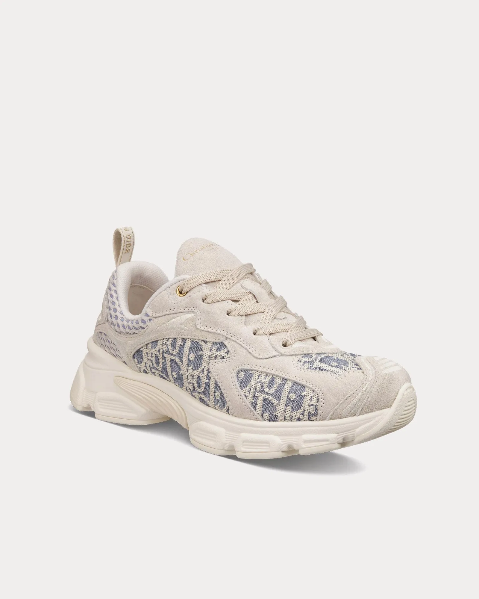Dior Vibe Suede with Jacquard & Raffia Dior Oblique Motif Ecru / Chambray Blue Low Top Sneakers