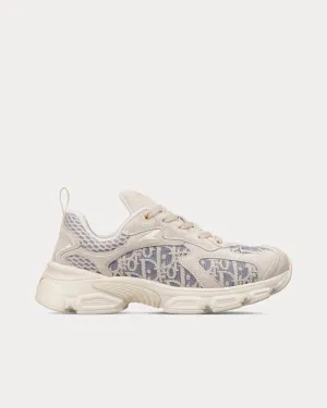 Dior Vibe Suede with Jacquard & Raffia Dior Oblique Motif Ecru / Chambray Blue Low Top Sneakers