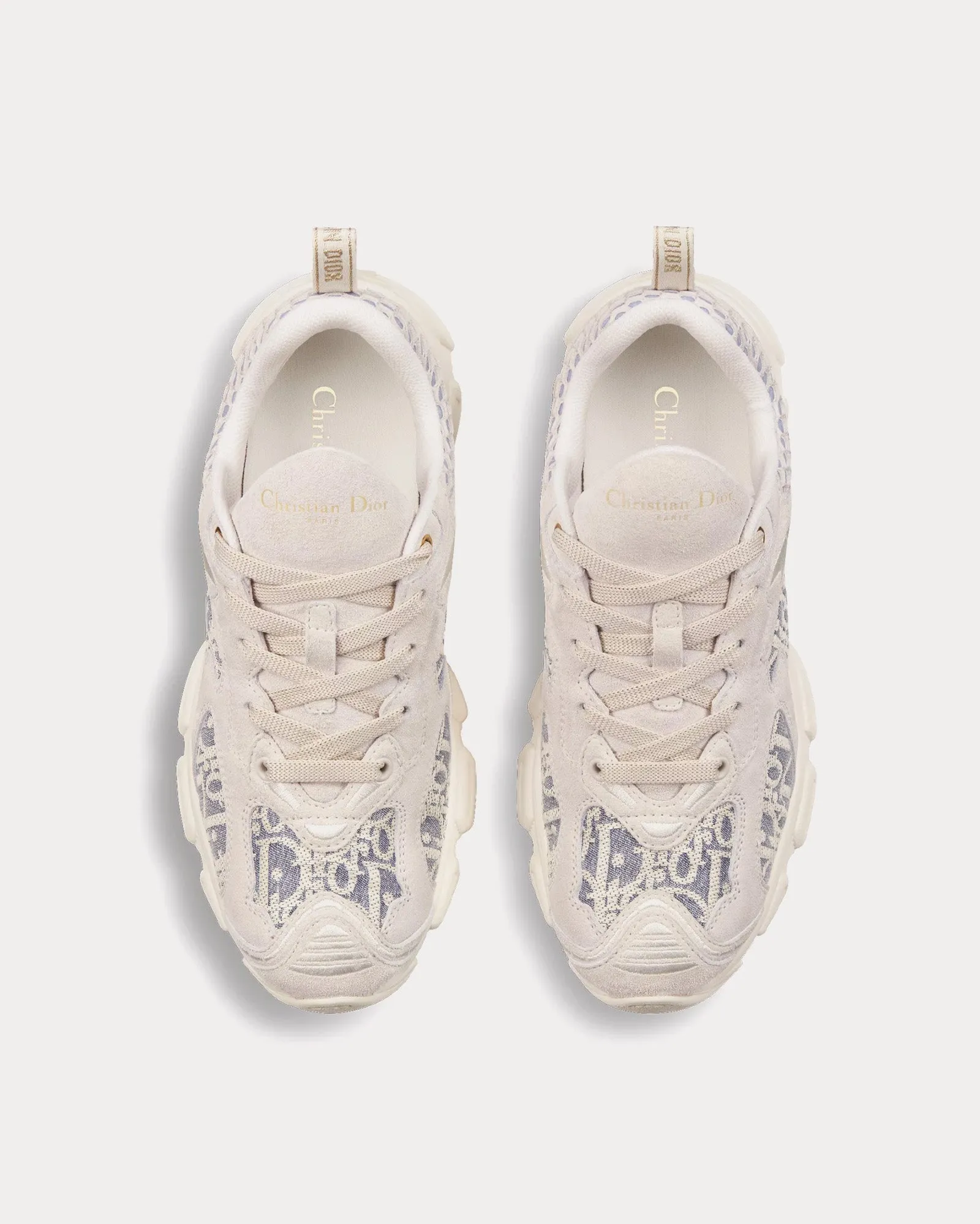 Dior Vibe Suede with Jacquard & Raffia Dior Oblique Motif Ecru / Chambray Blue Low Top Sneakers
