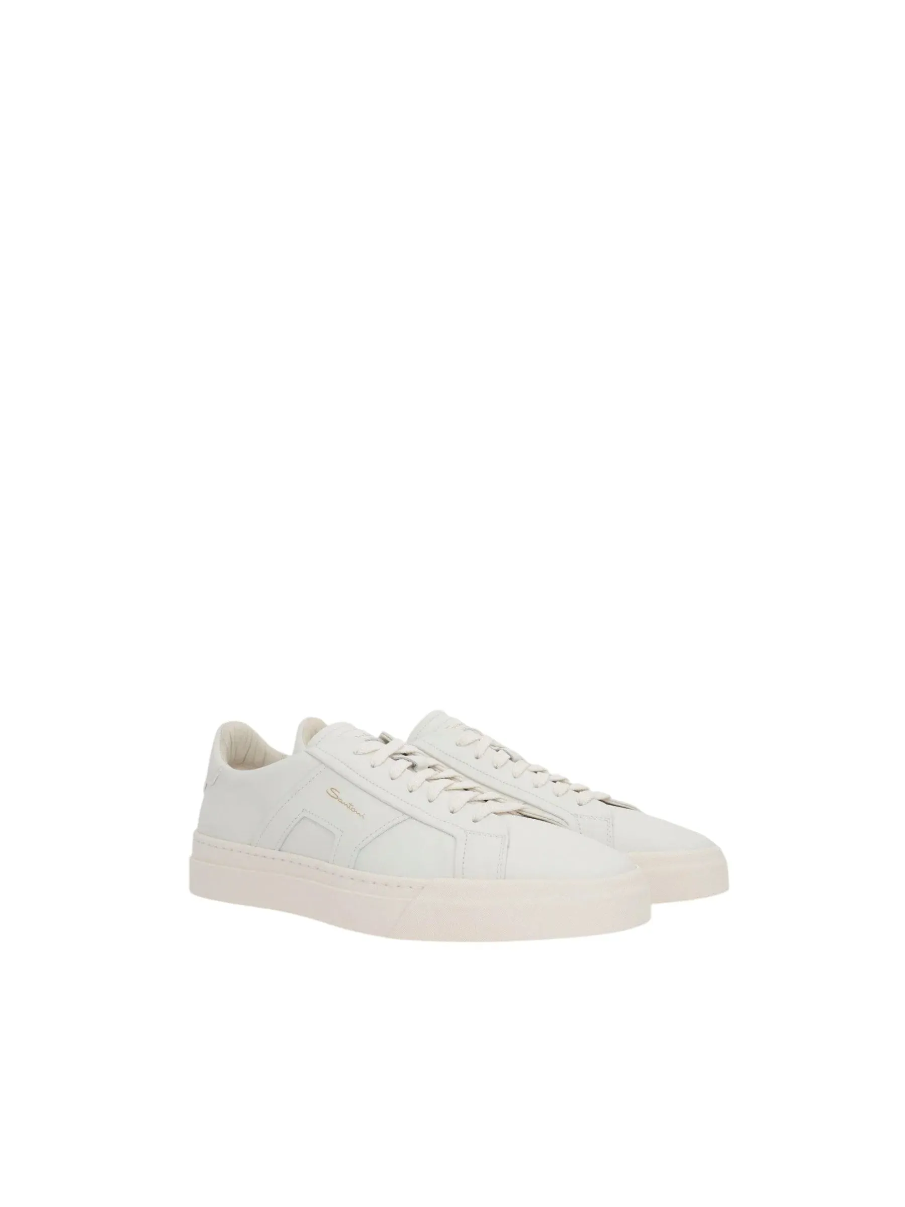 Double Buckle Leather Sneakers