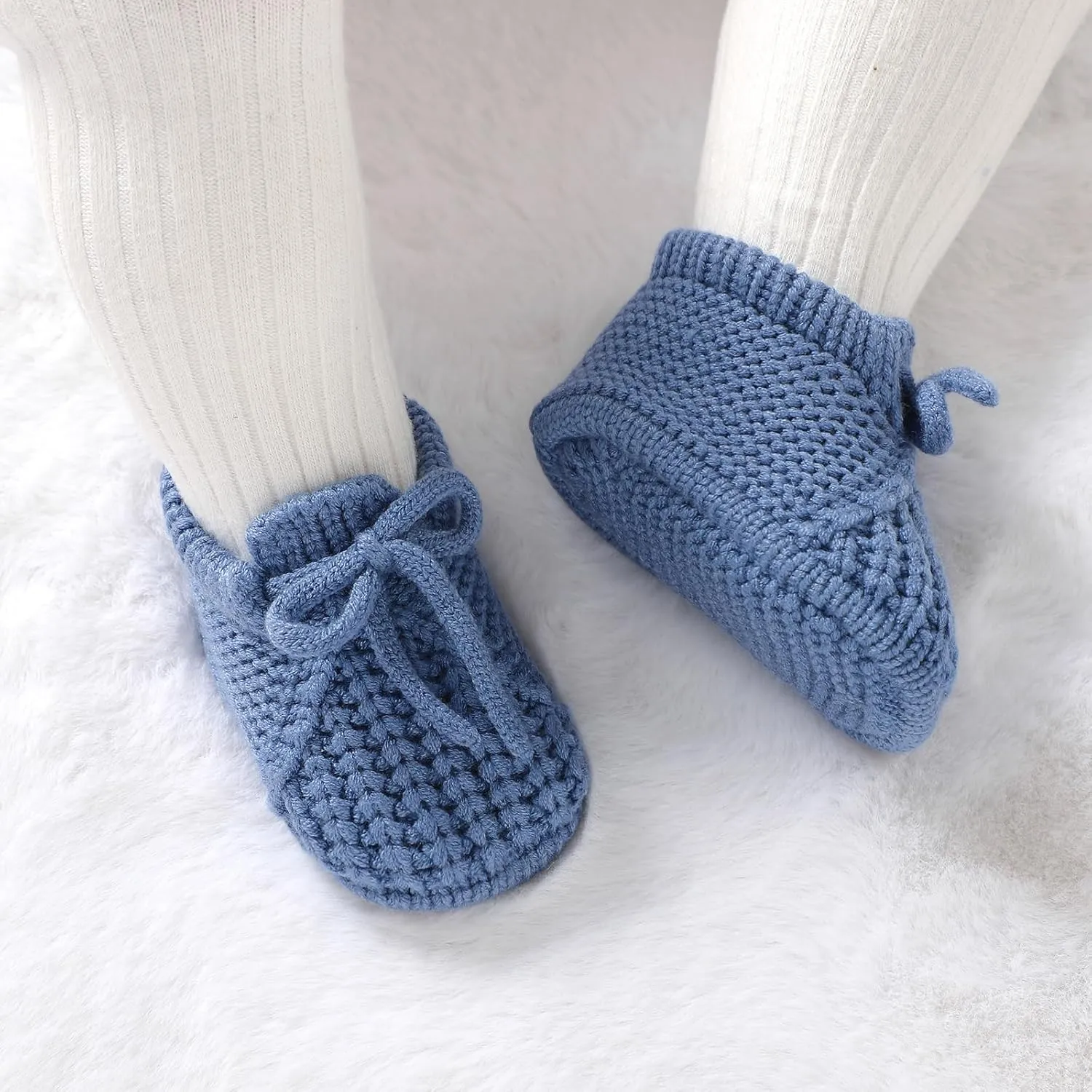 DovFanny Baby Booties Newborn Baby First Shoes Cozy Warm Knit Soft Booties for Toddler Infant Boy Girl