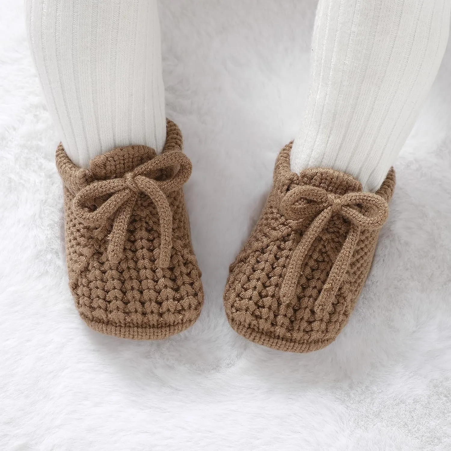 DovFanny Baby Booties Newborn Baby First Shoes Cozy Warm Knit Soft Booties for Toddler Infant Boy Girl