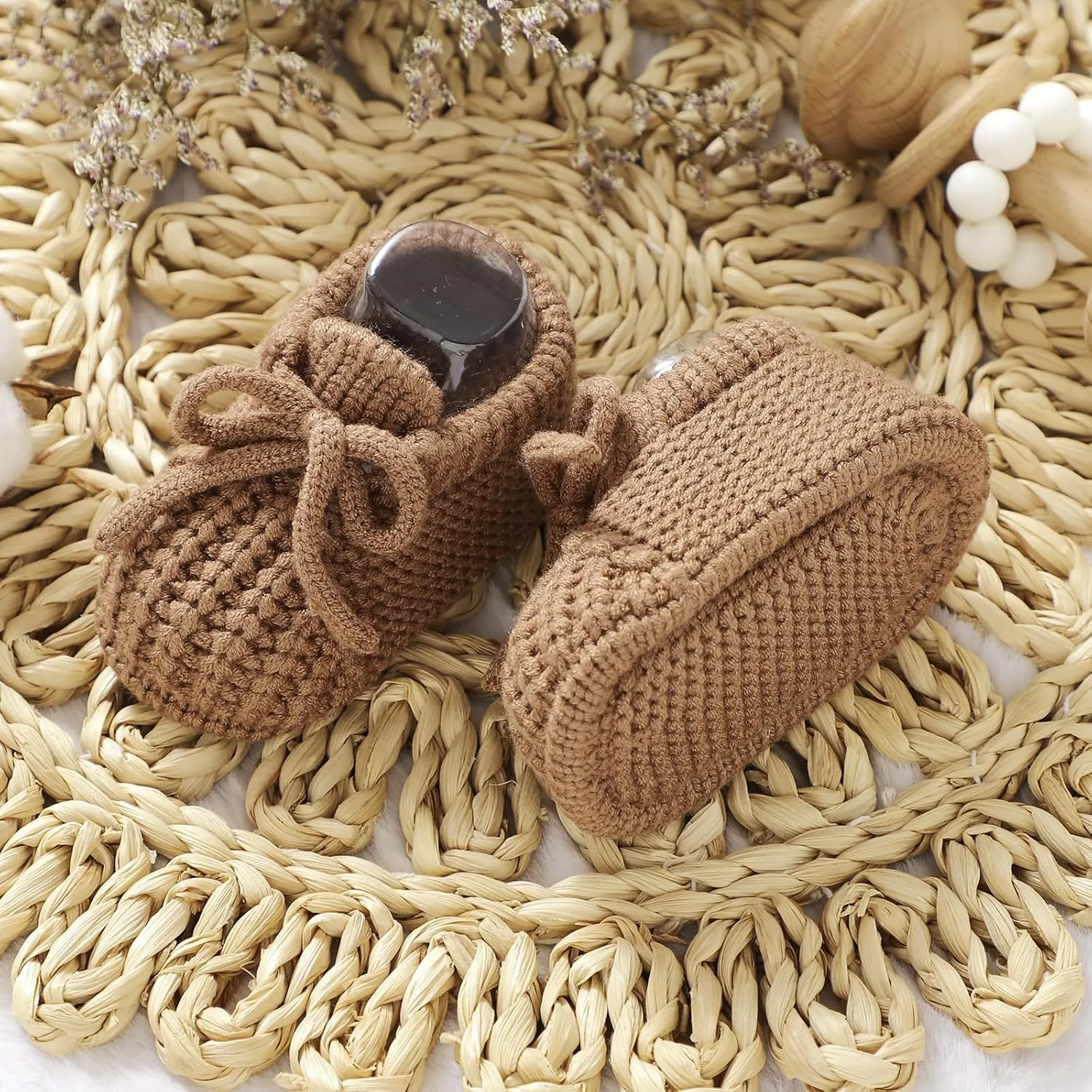 DovFanny Baby Booties Newborn Baby First Shoes Cozy Warm Knit Soft Booties for Toddler Infant Boy Girl