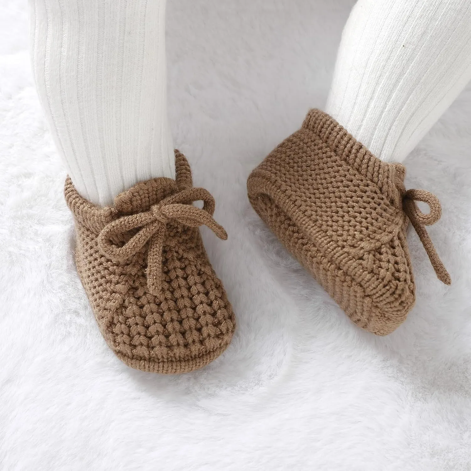 DovFanny Baby Booties Newborn Baby First Shoes Cozy Warm Knit Soft Booties for Toddler Infant Boy Girl