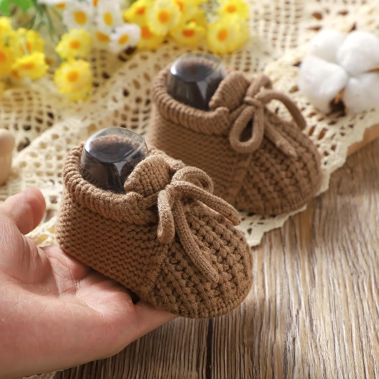 DovFanny Baby Booties Newborn Baby First Shoes Cozy Warm Knit Soft Booties for Toddler Infant Boy Girl