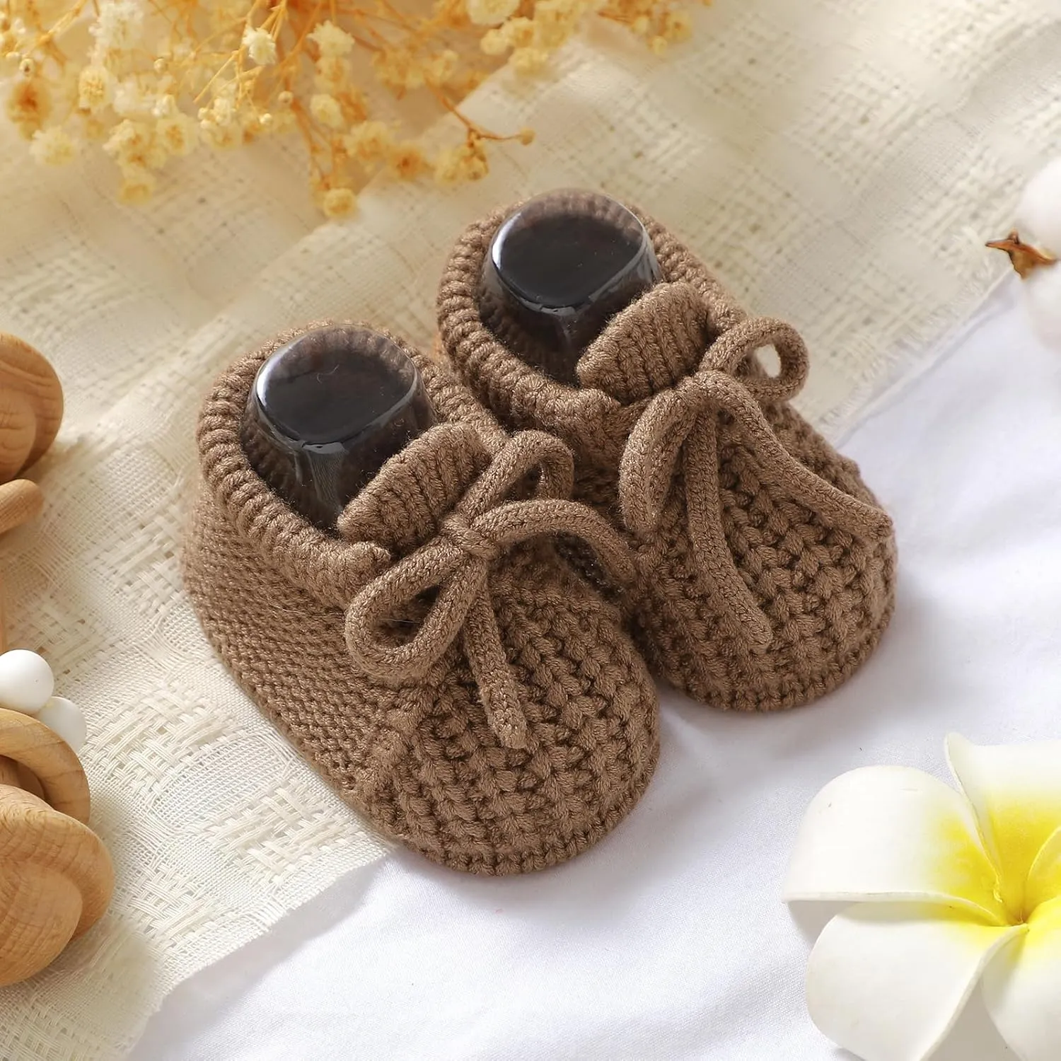 DovFanny Baby Booties Newborn Baby First Shoes Cozy Warm Knit Soft Booties for Toddler Infant Boy Girl