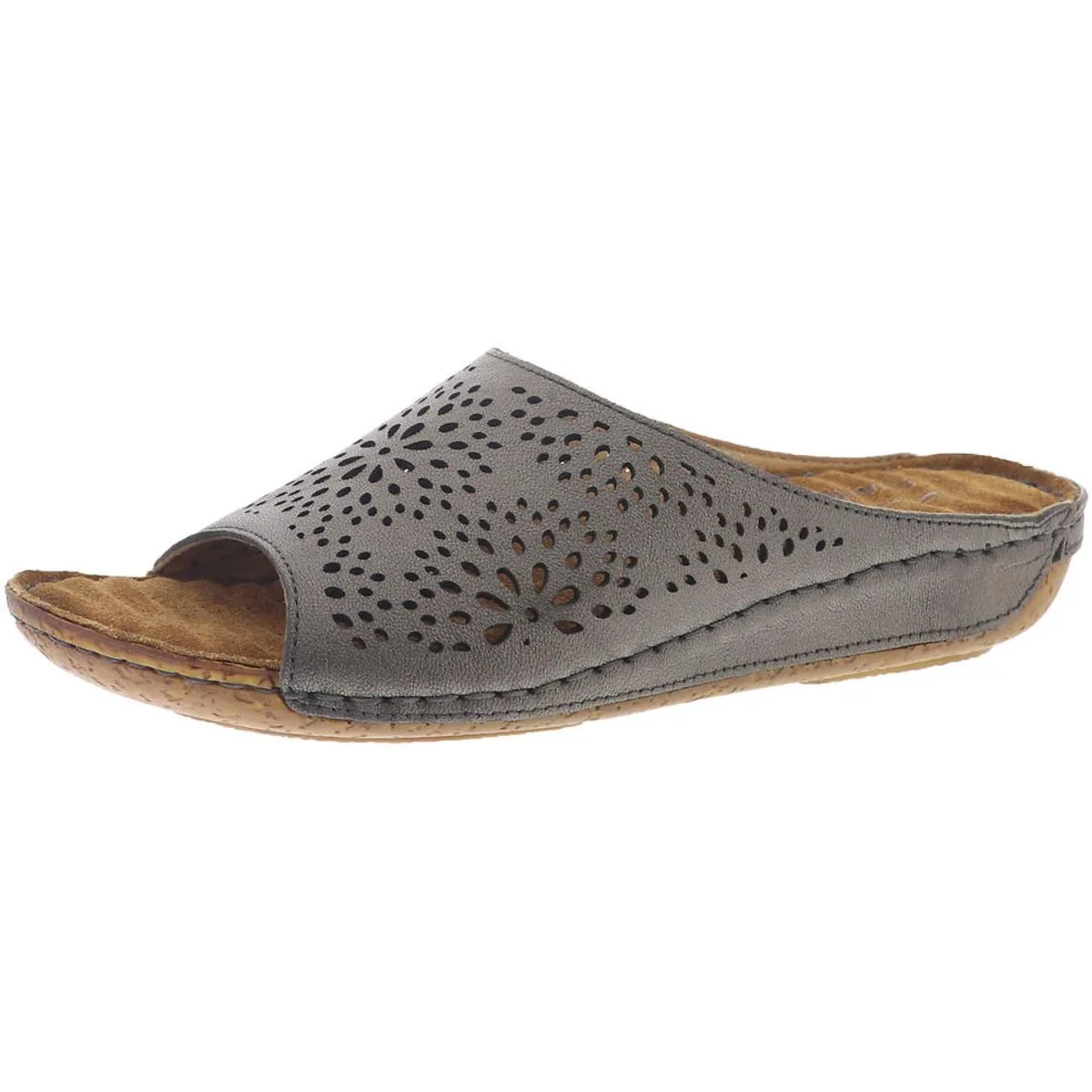 Easy Street Womens Valerie Leather Laser Cut Flats