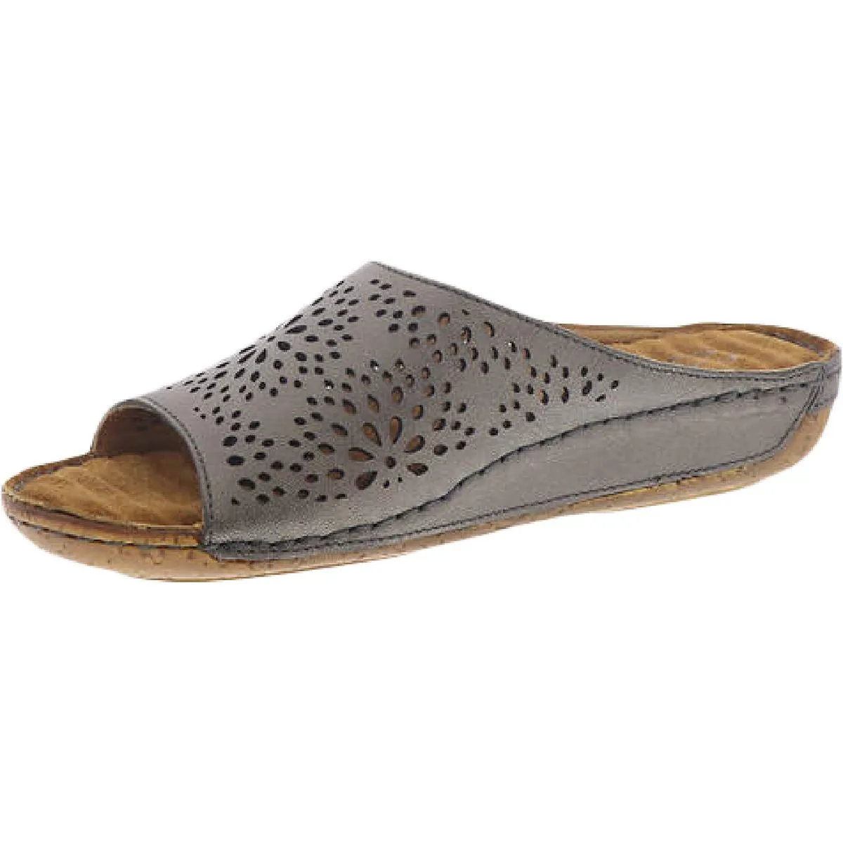 Easy Street Womens Valerie Leather Laser Cut Flats
