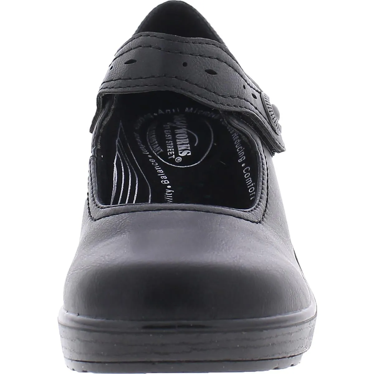 Easy Works by Easy Street Womens Letsee Pleather Adjustable Clogs