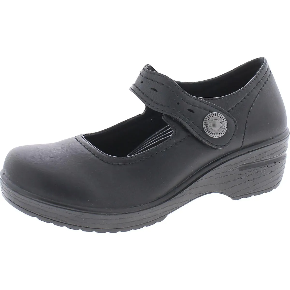Easy Works by Easy Street Womens Letsee Pleather Adjustable Clogs