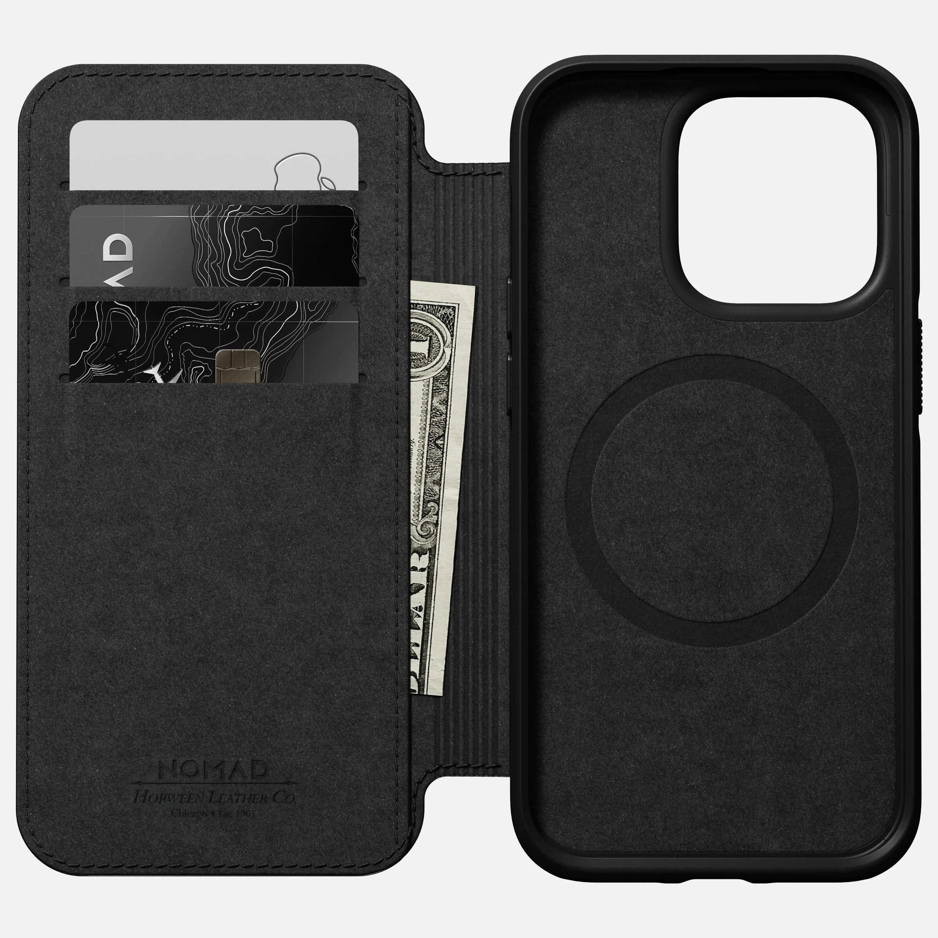 EOL Nomad Modern Leather Folio voor iPhone 14 Pro - Horween leer - Rustiek Bruin
