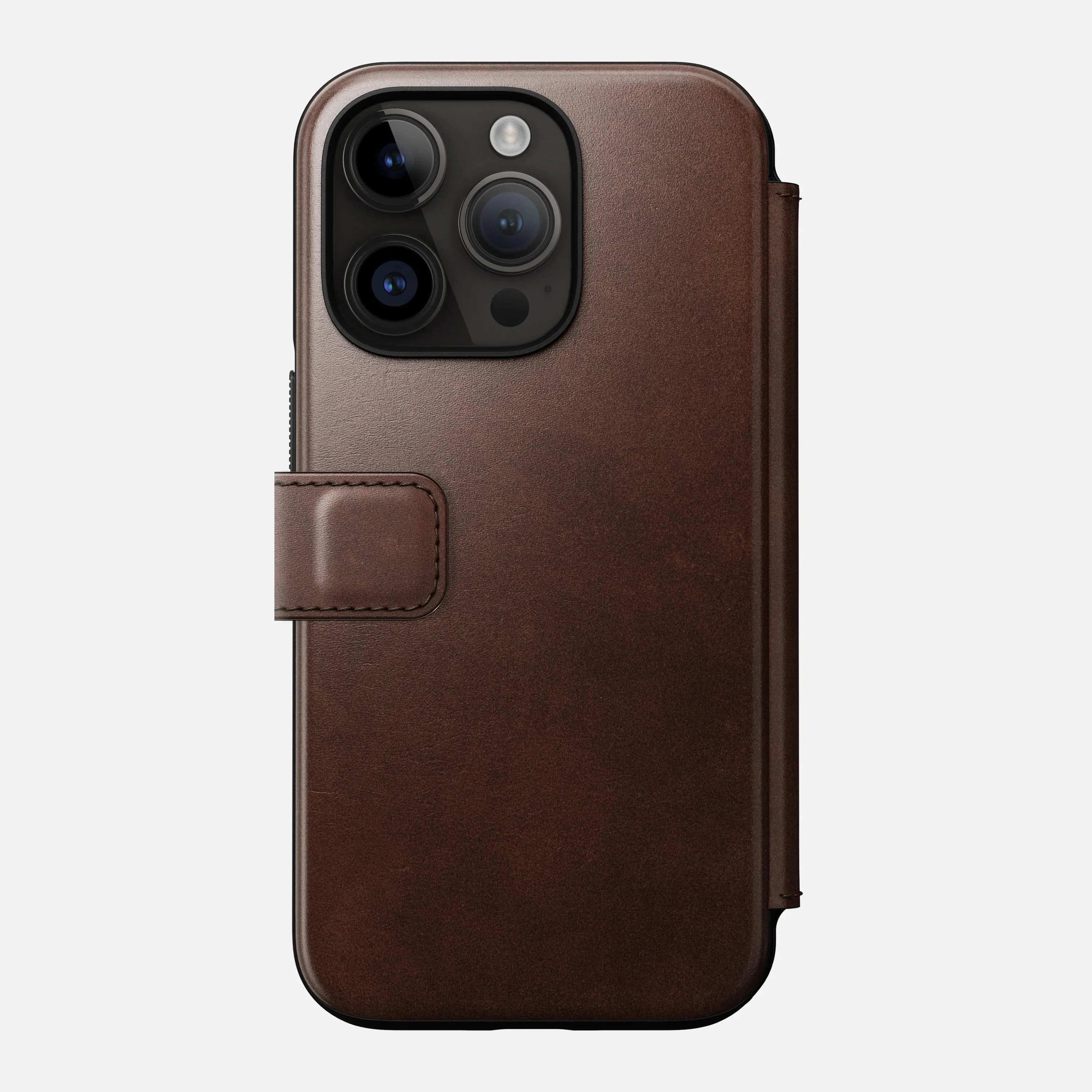 EOL Nomad Modern Leather Folio voor iPhone 14 Pro - Horween leer - Rustiek Bruin