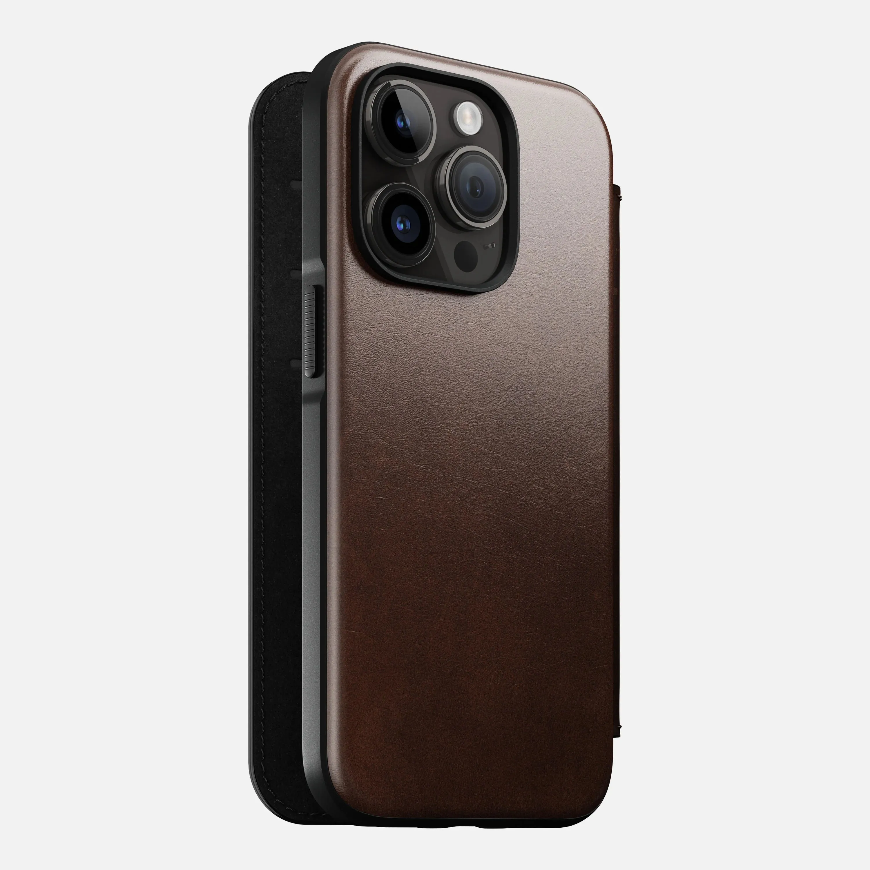 EOL Nomad Modern Leather Folio voor iPhone 14 Pro - Horween leer - Rustiek Bruin