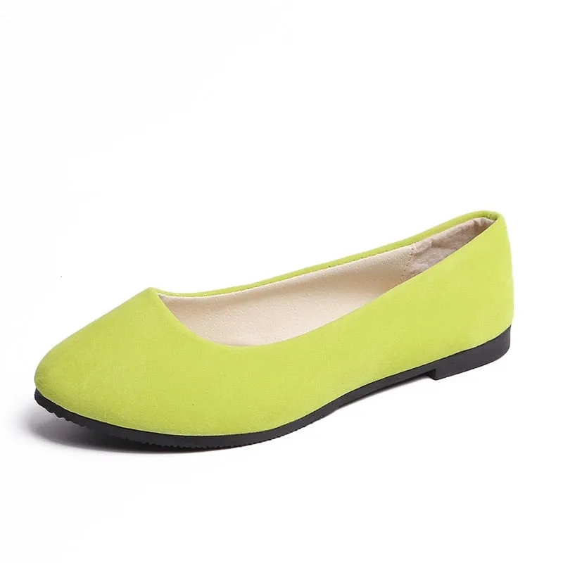 Fashionable Suede Lady's Flats - Easy Slip-on Shoes