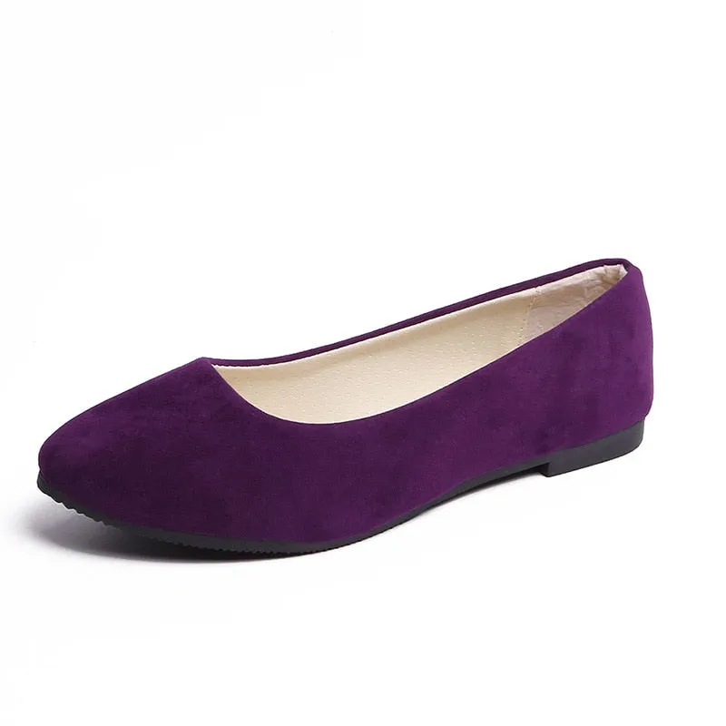 Fashionable Suede Lady's Flats - Easy Slip-on Shoes