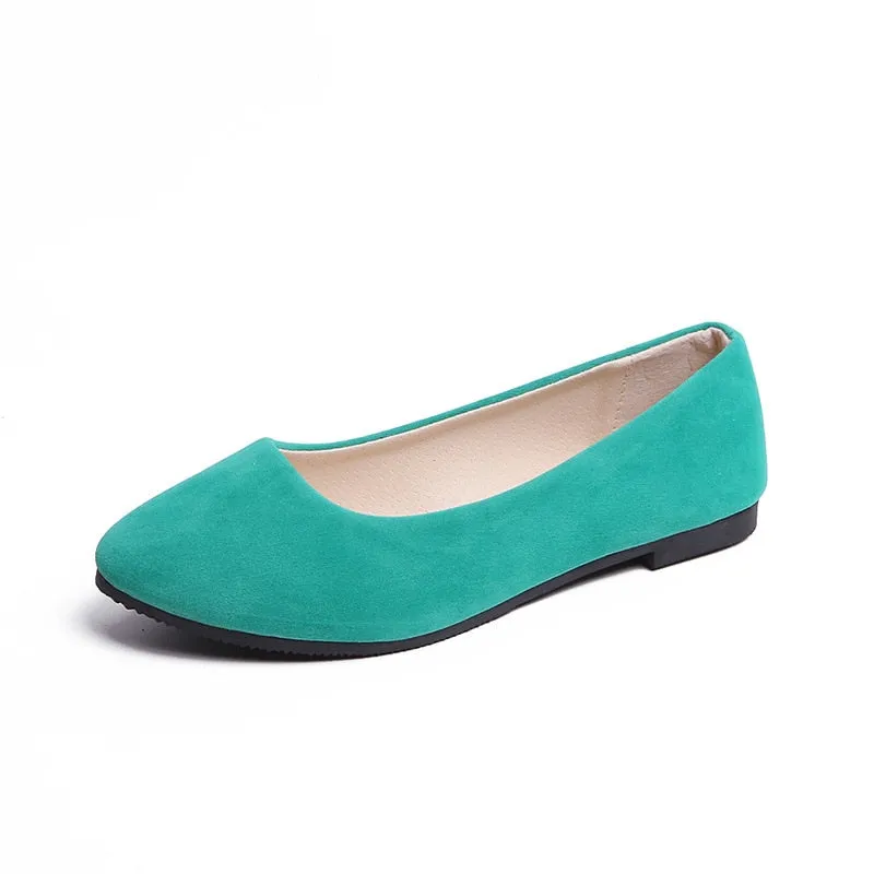 Fashionable Suede Lady's Flats - Easy Slip-on Shoes