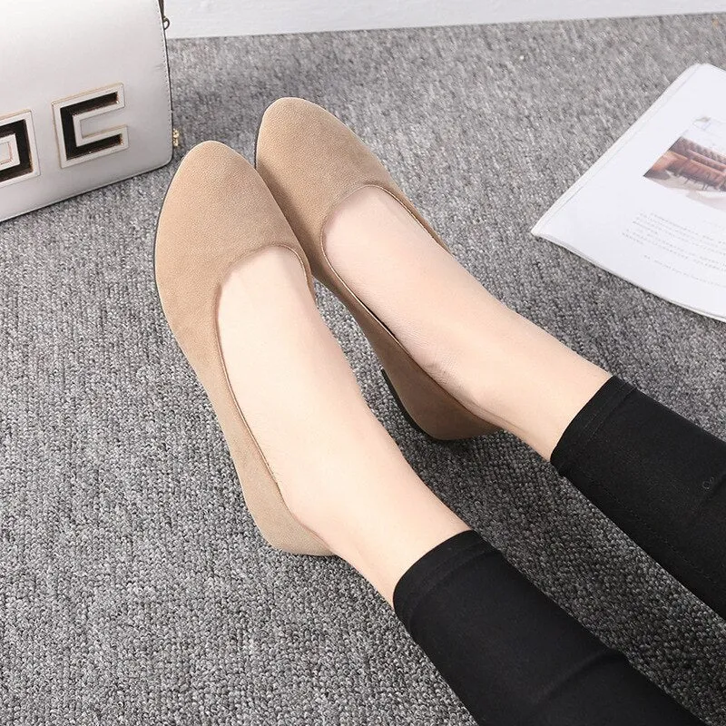 Fashionable Suede Lady's Flats - Easy Slip-on Shoes